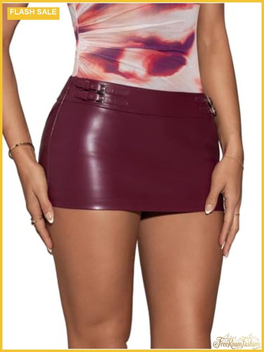 PU Leather Low Rise Bodycon Mini Skirt Sexy Club Party Micro Skirt